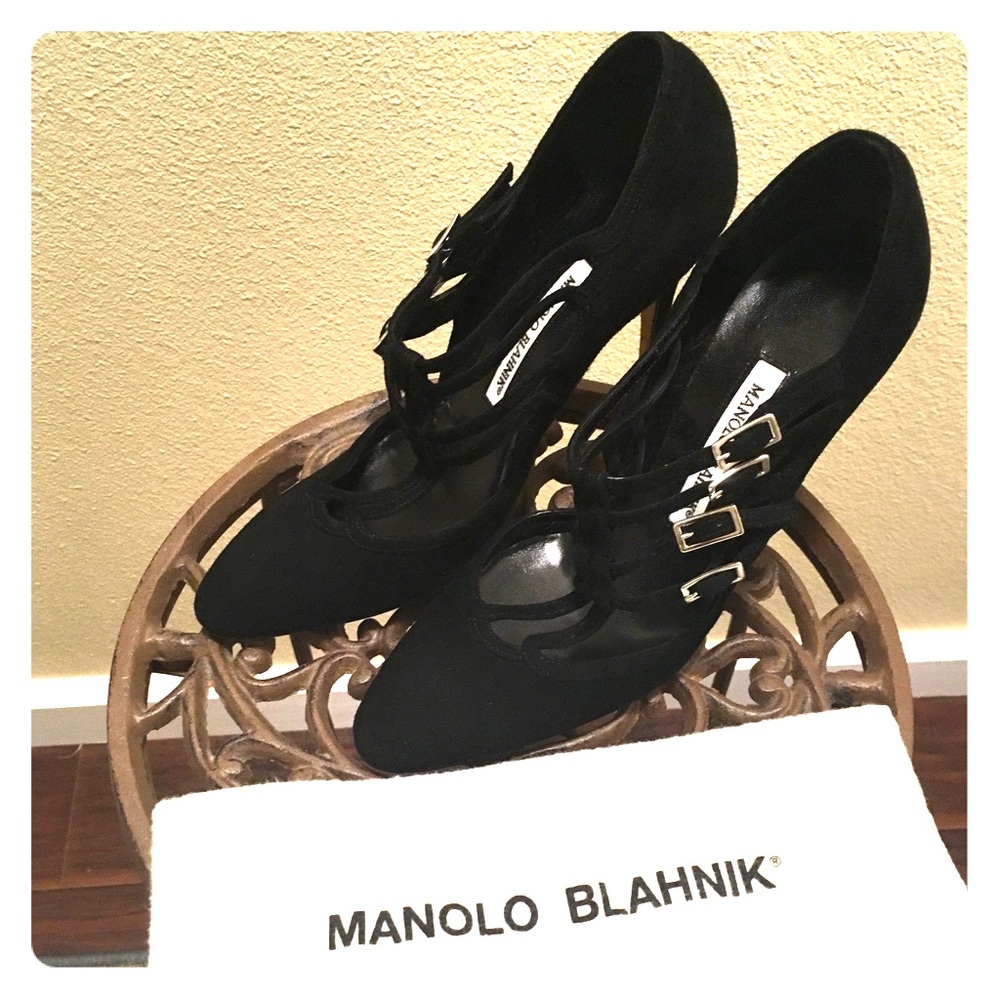 Manolo Blahnik Black Suede Heels